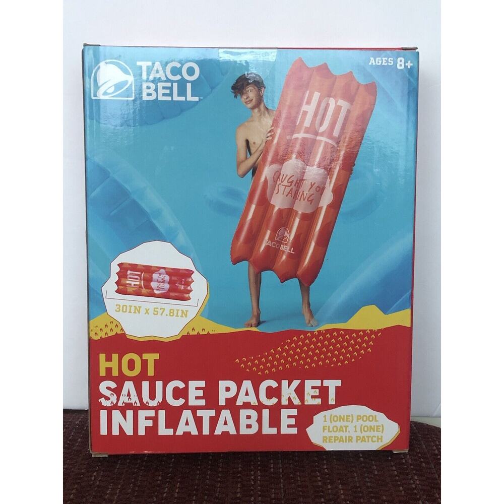 Taco Bell HOT SAUCE PACKET INFLATABLE Pool Float *New/Sealed!* 30"X57.8"